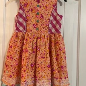 Wildflowers Orange Dress with Pink Floral Print size 8 Easter boutique spring